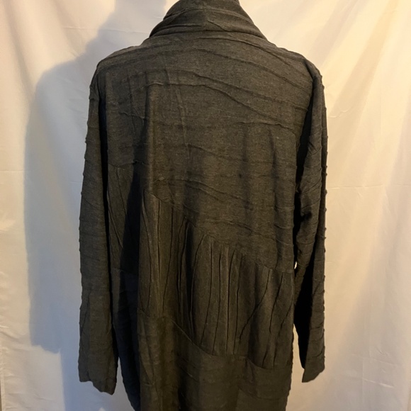 SULU Grey Lightweight Cowl Neck Contrast Stripe Textured Seam Sweater Dress - Picture 4 of 6